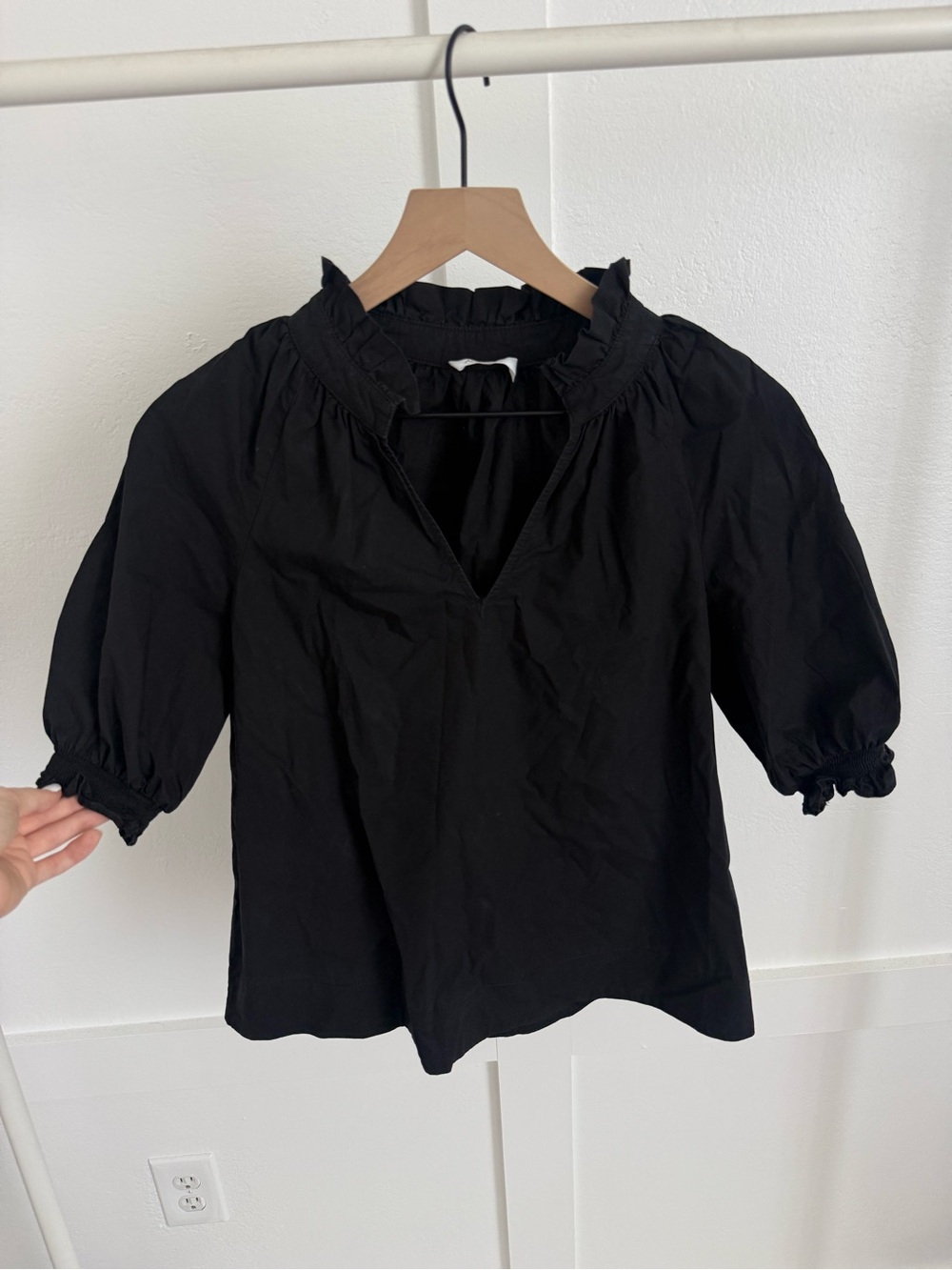 Avara Merrick Black Split Neck Top
